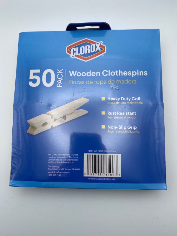 Photo 5 of Clorox Wood Clothespins with Spring - Value Pack of 50 Clips, Rust Resistant with Heavy-Duty Coil for Line Drying Laundry, Chip Bags, and Crafts New