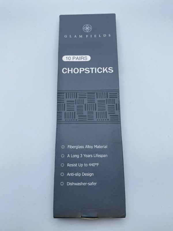 Photo 5 of GLAMFIELDS 10 Pairs Fiberglass Chopsticks, Reusable Japanese Chinese Chop Sticks Dishwasher Safe, Non-Slip, 9 1/2 inches New