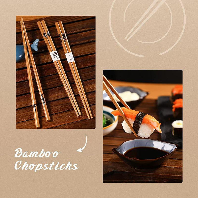 Photo 5 of Delamu Sushi Making Kit, Bamboo Sushi Mat, Including 2 Sushi Rolling Mats, 5 Pairs of Chopsticks, 1 Paddle, 1 Spreader, 1 Beginner Guide PDF, Roll On, Beginner Sushi Kit New
