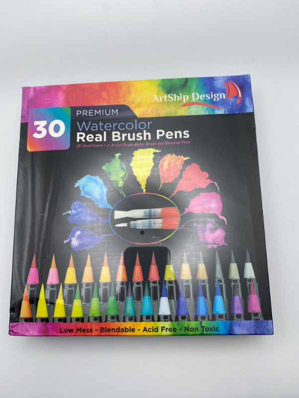 Photo 6 of 30 Watercolor Brush Pens Combo Pack, 28 Colors 2 Water Brushes, Flexible Real Nylon Brush Tips, for Watercolor Painting Calligraphy Coloring, Beginner or Artist, Portable, Low Mess New
