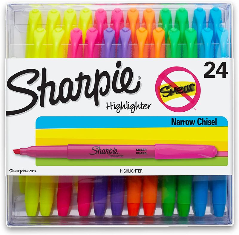 Photo 1 of SHARPIE Pocket Style Highlighters, Chisel Tip, Assorted Colors, 24 Count New