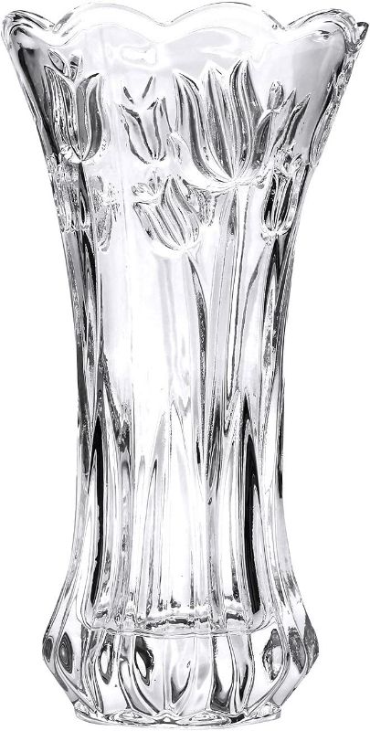 Photo 1 of Slymeay Flower Vase Tulips Pattern Large Size Glass Thickening Design Home Decor,Wedding vase or Gift - 9.4" High x4.9 Wide,Clear,with Color Box New