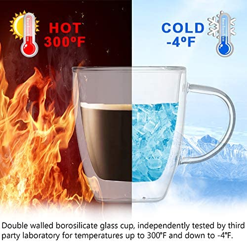 Photo 3 of Farielyn-X 2 Pack Insulated Coffee Mugs, Glass Tea Mugs (12 oz, 350 ml), Double Wall Glass Coffee Cups, Latte Cups, Beer Cups, Glass Coffee Mug, Tea Glasses, Latte Mug, Clear Mugs, Glass Cappuccino Cup New