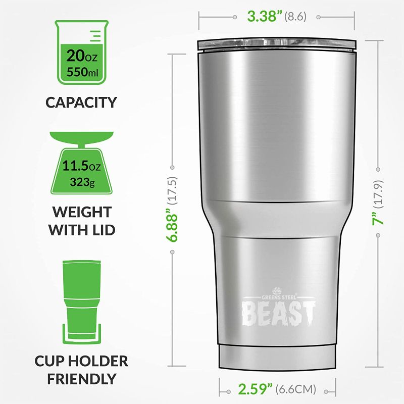 Photo 3 of Beast 20 oz Tumbler Stainless Steel Vacuum Insulated Coffee Ice Cup Double Wall Travel Flask (Navy Blue) New