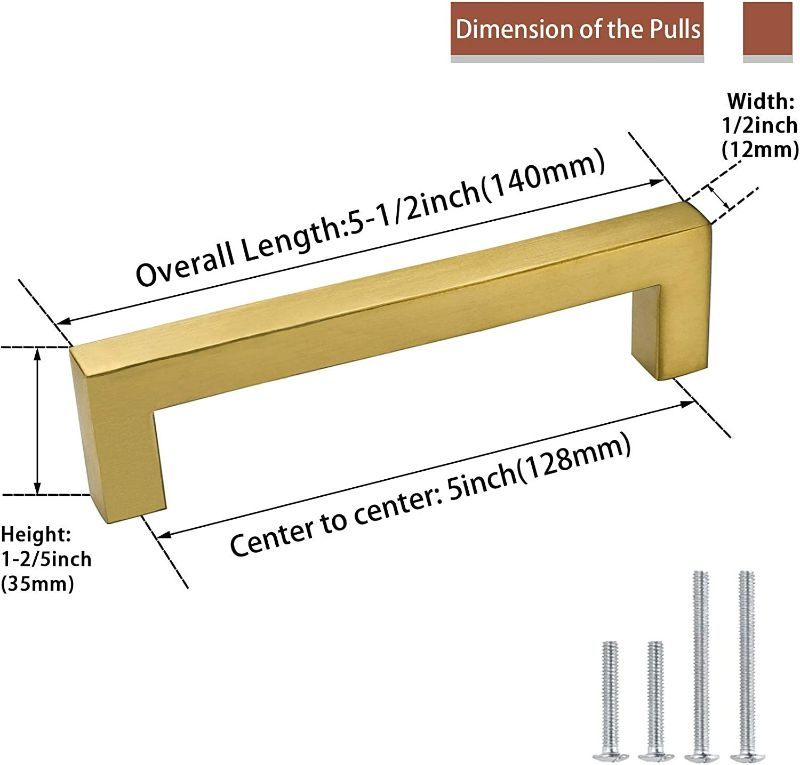 Photo 2 of goldenwarm 25 Pack Gold Kitchen Cabinet Handles 5 inch Brass Gold Drawer Pulls - LSJ12GD128 Brushed Brass Cabinet Pulls Furniture Cabinet Hardware Cupboard Closet Gold Handles for Cabinets New