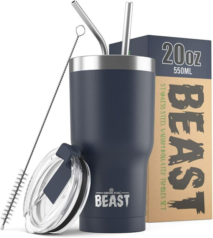 Photo 1 of Beast 20 oz Tumbler Stainless Steel Vacuum Insulated Coffee Ice Cup Double Wall Travel Flask (Navy Blue) New