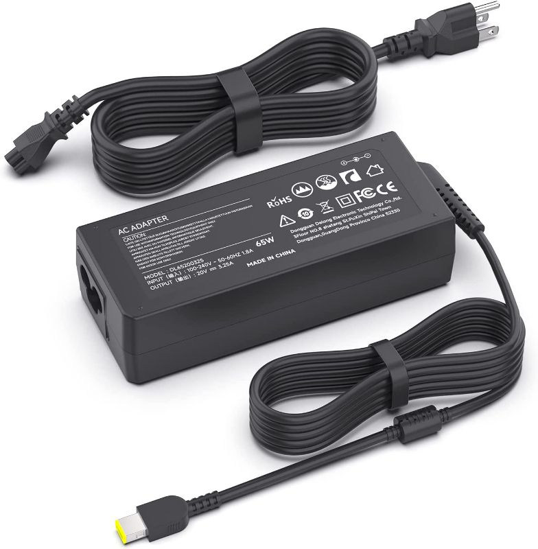 Photo 1 of 65W Laptop Charger Replacement for Lenovo Thinkpad T450 T450S T470 T470S T460 T460S T540 T540P T440 T431s G50 G50-45 G50-70; Yoga 2 Pro 11 11S 12 13 14 15 ADLX45DLC2A Notebook Laptop Power Supply Cord New