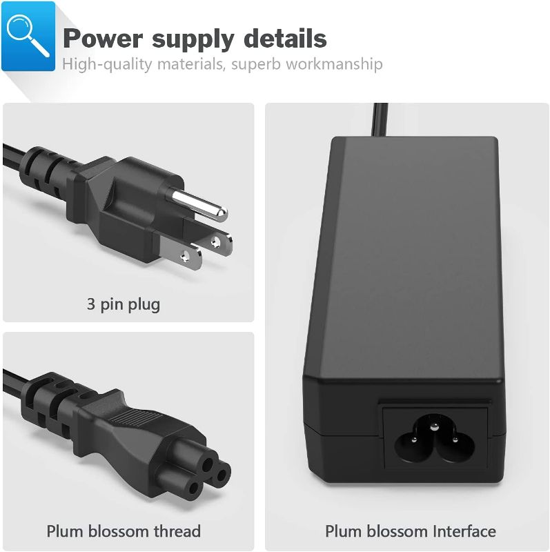 Photo 2 of 65W Laptop Charger Replacement for Lenovo Thinkpad T450 T450S T470 T470S T460 T460S T540 T540P T440 T431s G50 G50-45 G50-70; Yoga 2 Pro 11 11S 12 13 14 15 ADLX45DLC2A Notebook Laptop Power Supply Cord New