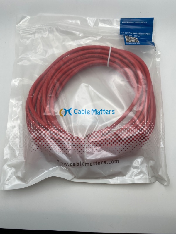 Photo 6 of Cable Matters 10Gbps Snagless Cat 6 Ethernet Cable 25 ft (Cat 6 Cable, Cat6 Cable, Internet Cable, Network Cable) in Red New
