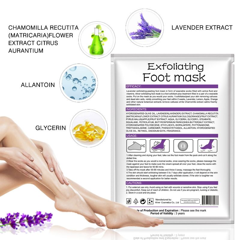 Photo 3 of Foot Peel Mask 3 Pack? Exfoliator Peel Off Calluses Dead Skin Callus Remover?Baby Soft Smooth Touch Feet-Men Women (Lavender) New