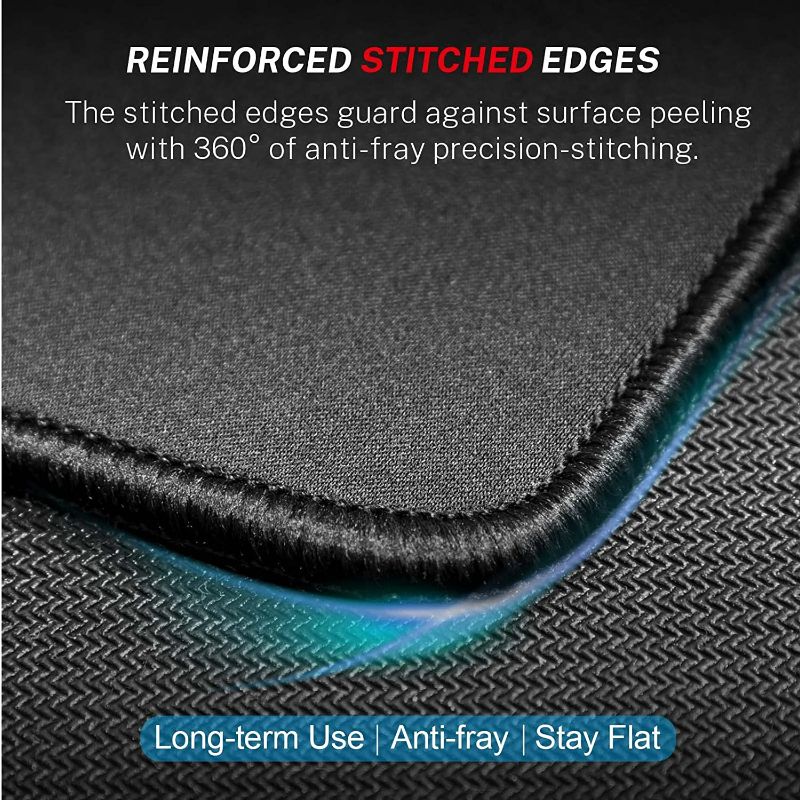 Photo 2 of MROCO Mouse Pad [30% Larger] with Stitched Edges, 3 Pack Premium-Textured & Waterproof Mousepad Bulk with Non-Slip Rubber Base, Mouse Pads for Computers, Laptop, PC, Office & Home, 8.5 x 11 in, Black New