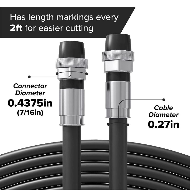 Photo 5 of THE CIMPLE CO 50' Feet, Black RG6 Coaxial Cable with Rubber booted - Weather Proof Indoor/Outdoor Rated Connectors, F81 / RF, Digital Coax for CATV, Antenna, Internet, Satellite, and More New