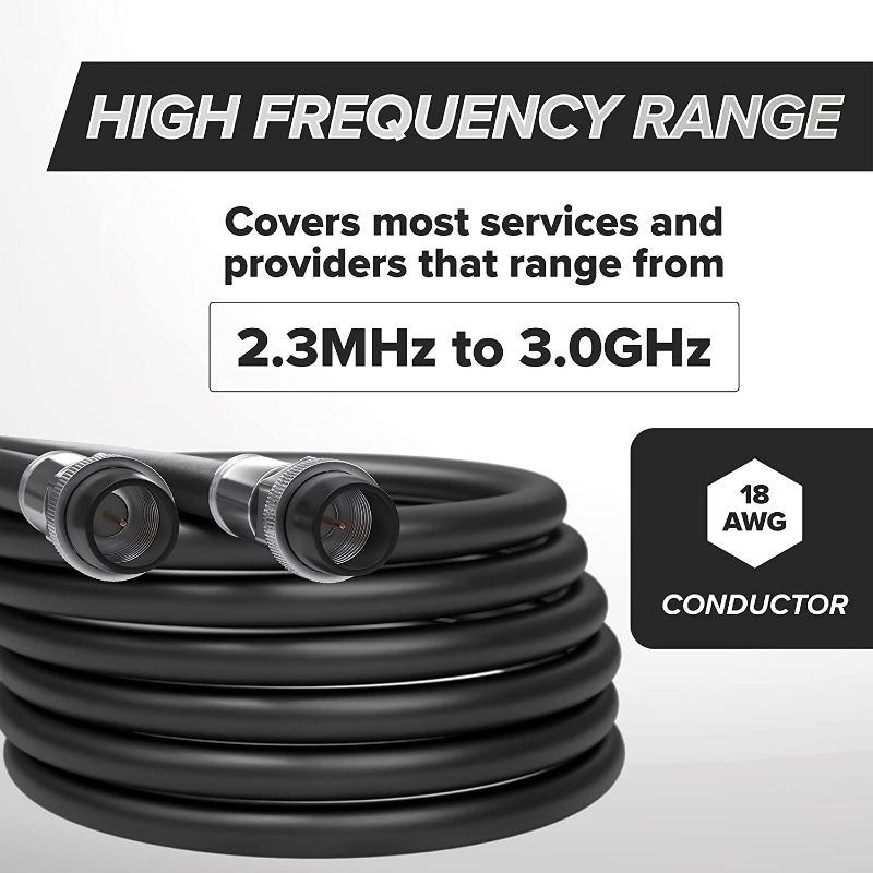 Photo 4 of THE CIMPLE CO 50' Feet, Black RG6 Coaxial Cable with Rubber booted - Weather Proof Indoor/Outdoor Rated Connectors, F81 / RF, Digital Coax for CATV, Antenna, Internet, Satellite, and More New