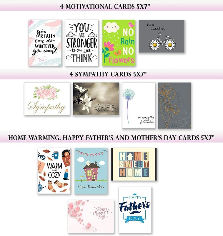 Photo 5 of 100 All Occasion Cards Assortment Box with Envelopes and Stickers - Large 5x7 Inch Bulk Greeting Cards and Blank Notes, 100 Unique Designs in a Sturdy Card Organizer Box New