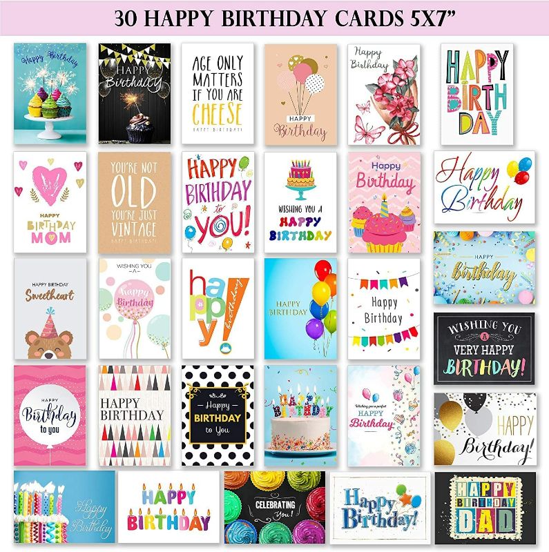 Photo 2 of 100 All Occasion Cards Assortment Box with Envelopes and Stickers - Large 5x7 Inch Bulk Greeting Cards and Blank Notes, 100 Unique Designs in a Sturdy Card Organizer Box New