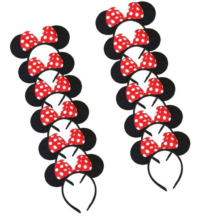 Photo 1 of finex Minnie Mouse Ear and Red Bow Headband for Girls Birthday Costume Party 12 pack