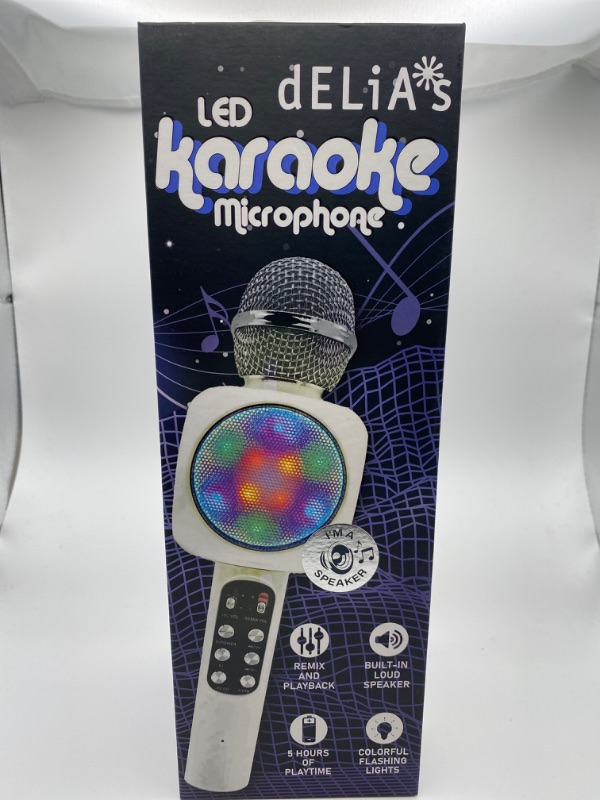 Photo 4 of Gabba Goods Karaoke LED Karaoke Microphone Speaker Bluetooth Hand Held Karaoke Mic with Echo Effect Sing Along and Record Your self. (White) New