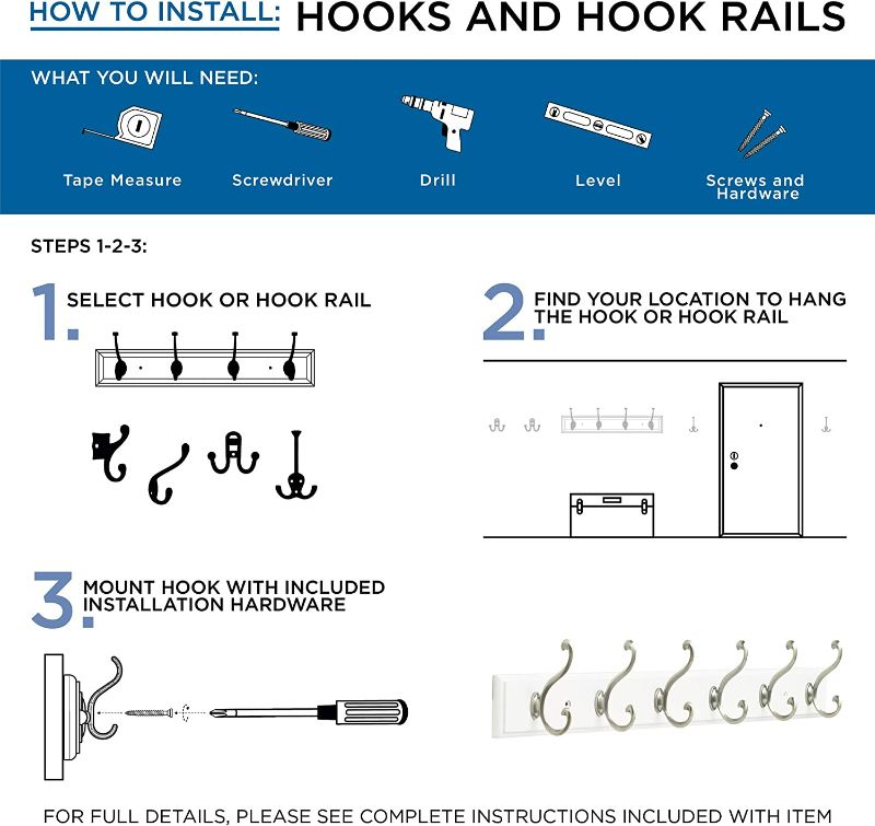 Photo 3 of Franklin Brass Key Hook Rail Wall Hooks 4 Hooks, 9 Inches, White & Satin Nickel Finish, FBKEYT4-WSE-R New