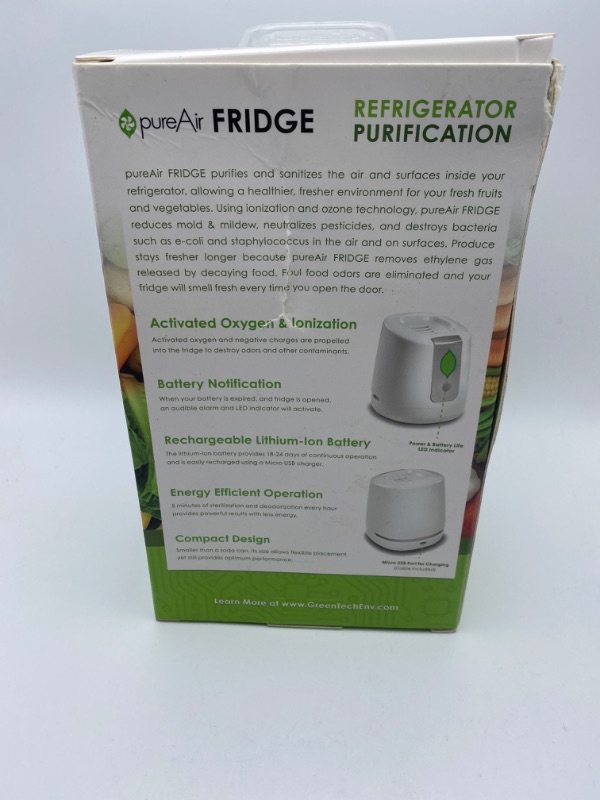 Photo 6 of GreenTech Environmental pureAir FRIDGE - Food Shelf Life Extender, Odor Eliminator and Purifier - 24 Days Purification - Air Filter for Mini, Small & Large Refrigerator - Compact and Easy to Use New