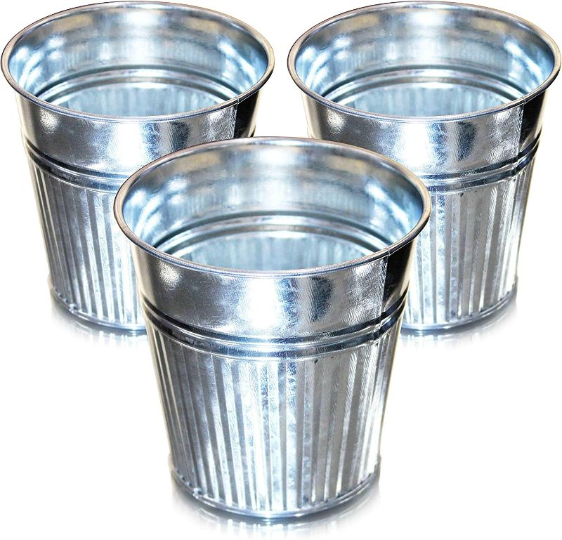 Photo 1 of Doreen's Boutique Metal Buckets – Galvanized Bucket Planters for Plant, Flower, Succulent, Party Decorations-Set of 3 (SSW-3) New