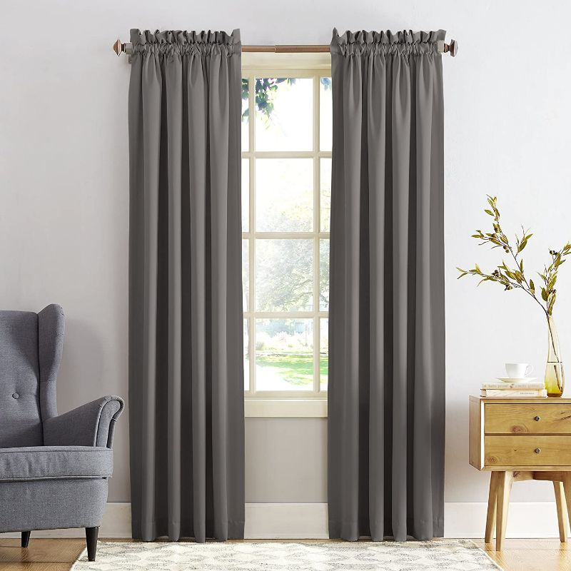 Photo 1 of Sun Zero Barrow Energy Efficient Rod Pocket Curtain Single Panel Grey 54x95 New