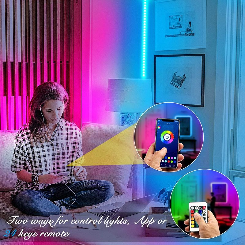 Photo 4 of DAYBETTER Led Strip Lights 100ft (2 Rolls of 50ft) Smart Light Strips with App Control Remote, 5050 RGB Led Lights for Bedroom, Music Sync Color Changing Lights for Room Party