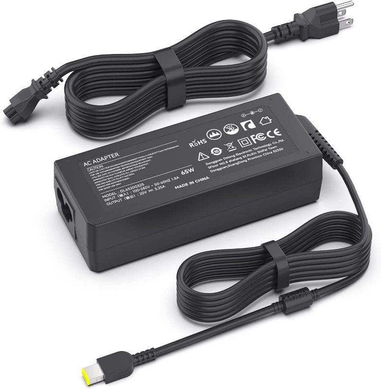 Photo 1 of 65W Laptop Charger Replacement for Lenovo Thinkpad T450 T450S T470 T470S T460 T460S T540 T540P T440 T431s G50 G50-45 G50-70; Yoga 2 Pro 11 11S 12 13 14 15 ADLX45DLC2A Notebook Laptop Power Supply Cord