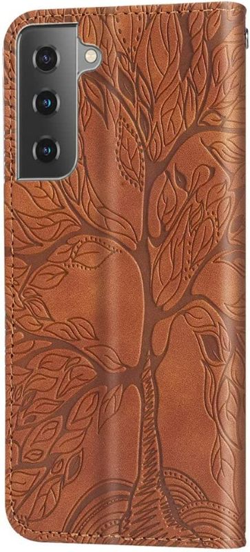 Photo 3 of EMAXELER Compatible with Galaxy S21+ Plus 5G Case Shockproof PU Leather Retro Embossed Wallet Flip Magnetic Case with Stand Card Slot Folio Cover for Samsung S21 Plus 5G 2021 RXL Life Tree Brown.