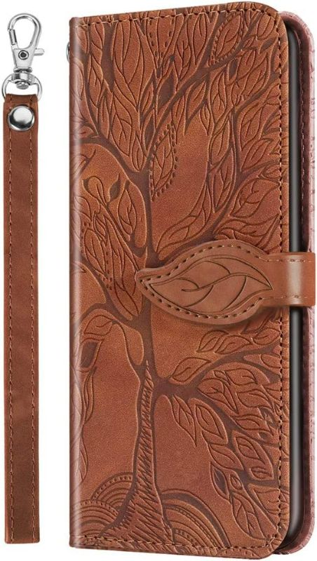 Photo 1 of EMAXELER Compatible with Galaxy S21+ Plus 5G Case Shockproof PU Leather Retro Embossed Wallet Flip Magnetic Case with Stand Card Slot Folio Cover for Samsung S21 Plus 5G 2021 RXL Life Tree Brown.