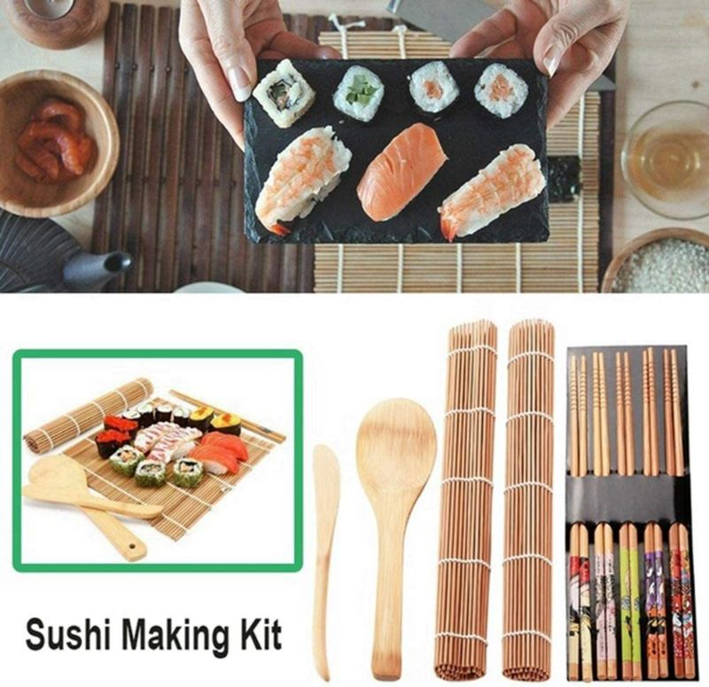 Photo 4 of 9PCS/set Sushi Making Kit,Bamboo Sushi Mat,DIY Bamboo Sushi Maker Set Sushi Curtain Rice Sushi Making Kits Roll Cooking Tools,Sushi Making Kit New