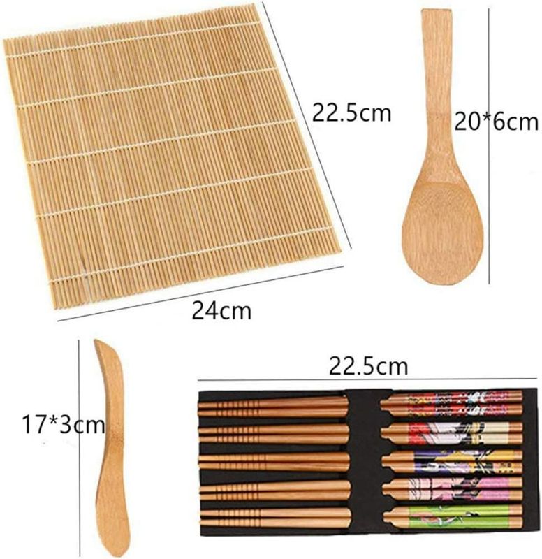 Photo 3 of 9PCS/set Sushi Making Kit,Bamboo Sushi Mat,DIY Bamboo Sushi Maker Set Sushi Curtain Rice Sushi Making Kits Roll Cooking Tools,Sushi Making Kit New