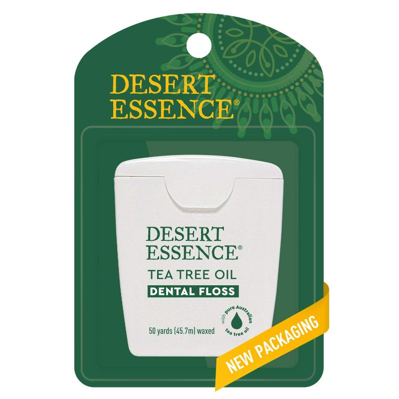 Photo 2 of Desert Essence Tea Tree Oil Dental Floss - 50 yards - Naturally Waxed w/Beeswax - Thick Flossing No Shred Tape - On the Go - Removes Food Debris Buildup - Cruelty-free Antiseptic