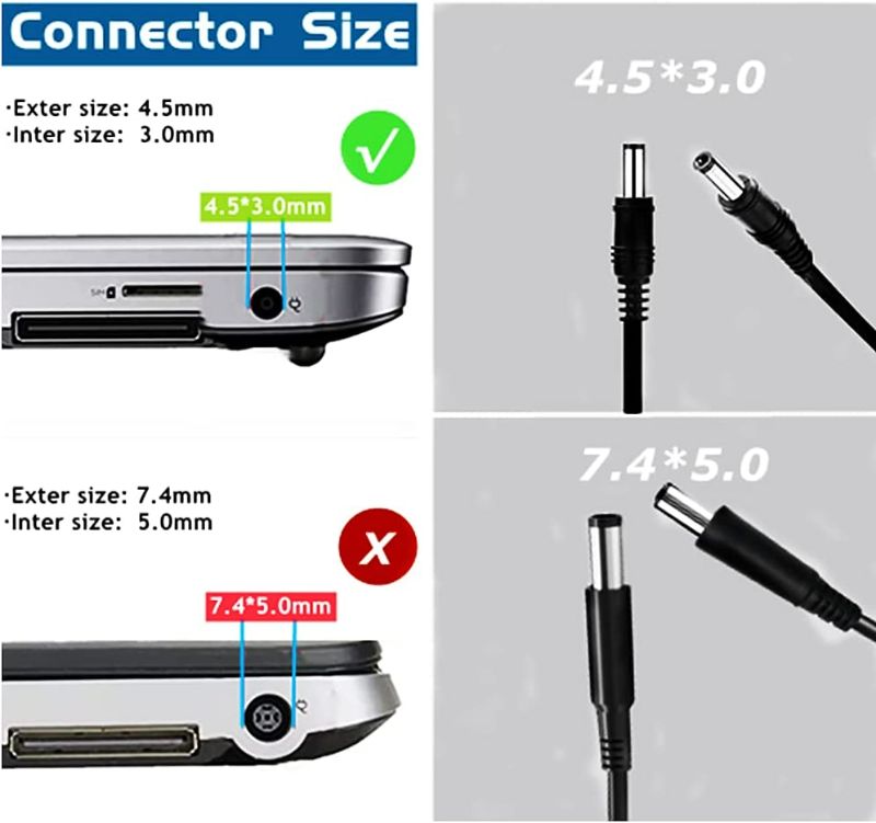 Photo 3 of 45W AC Adapter Laptop Charger Replacement for Dell Inspiron 15 3000 5000 7000 14-5000 13-7000, Inspiron 15-3552 3555 3558 5559 5565 Charger, Dell P58F P51F P25T P24T Laptop Power Cord New