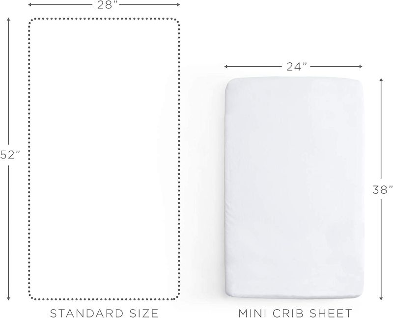 Photo 4 of JumpOff Jo - Fitted Mini Crib Sheet for Portable Crib, Playard, and Playpen Mattresses and Mats, Super Soft 100% Cotton, 24 in. x 38 in. New