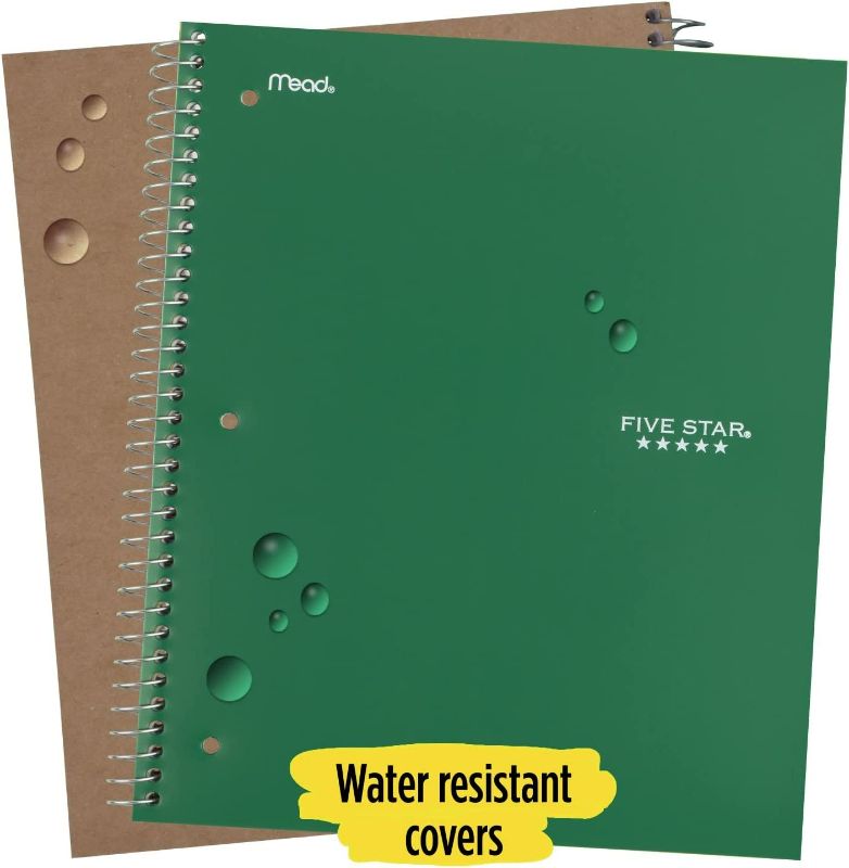 Photo 4 of Five Star Spiral Notebook, 5 Subject, Wide Ruled Paper, 200 Sheets, 10-1/2" x 8", Green (73441)