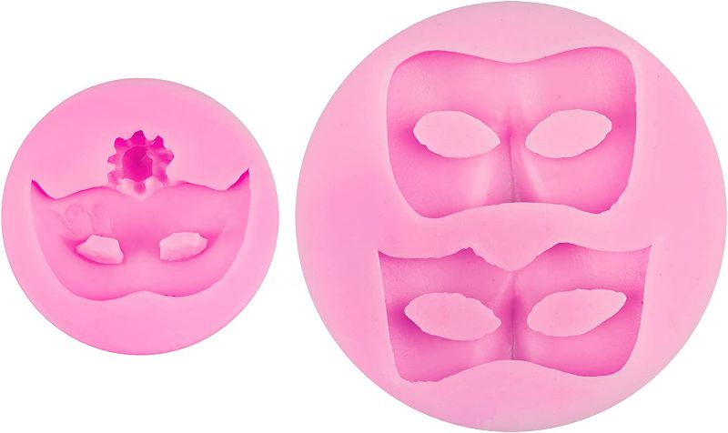 Photo 1 of AUEAR, Set of 2 Mini Masquerade Mask Silicone Candy Fondant Molds for Chocolate Cake Decorating Cupcake Topper Polymer Clay Resin Mold New