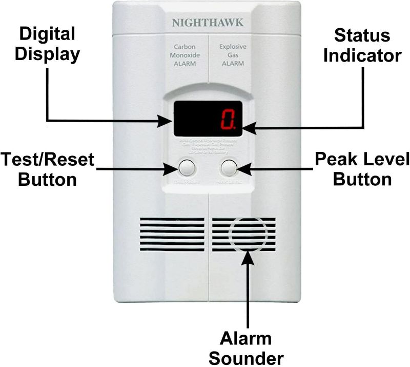 Photo 4 of Kidde Nighthawk Carbon Monoxide Detector & Propane, Natural, & Explosive Gas Detector, AC-Plug-In with Battery Backup, Digital Display , White New