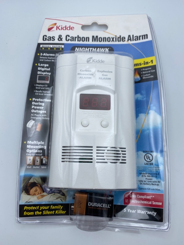 Photo 8 of Kidde Nighthawk Carbon Monoxide Detector & Propane, Natural, & Explosive Gas Detector, AC-Plug-In with Battery Backup, Digital Display , White New