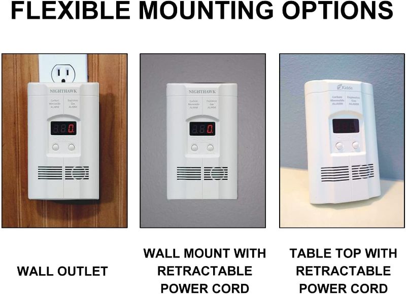 Photo 2 of Kidde Nighthawk Carbon Monoxide Detector & Propane, Natural, & Explosive Gas Detector, AC-Plug-In with Battery Backup, Digital Display , White New