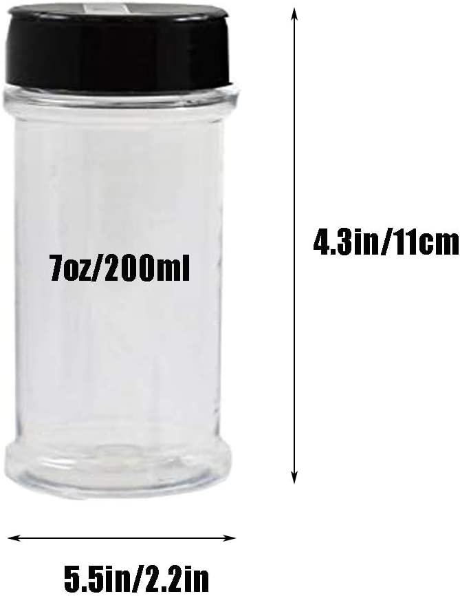 Photo 2 of 16 Pack 7oz Clear Plastic Spice Jars Storage Container Bottle Containers with Black Cap Perfect for Storing Spice,Herbs and Powders(Provide chalkboard labels,Chalk Marker) New