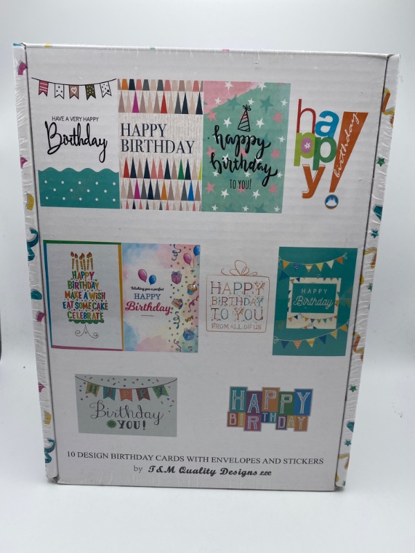 Photo 5 of 120 Happy Birthday Cards with Short Generic Message Inside , Assorted Greeting Notes Bulk with Envelopes and Stickers, 10 Unique Designs, 4x6 Inch, Thick Cardstock, Sturdy Box for Business and Personal New