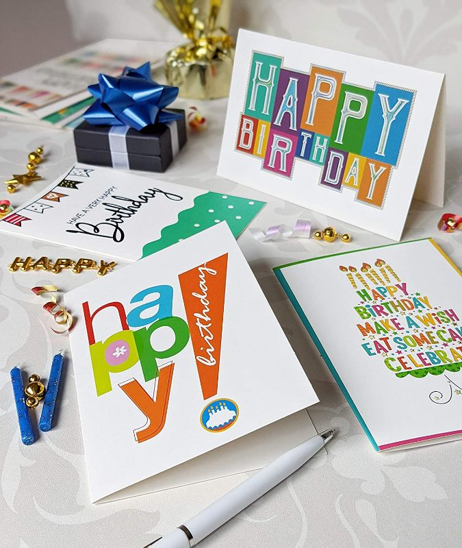 Photo 2 of 120 Happy Birthday Cards with Short Generic Message Inside , Assorted Greeting Notes Bulk with Envelopes and Stickers, 10 Unique Designs, 4x6 Inch, Thick Cardstock, Sturdy Box for Business and Personal New