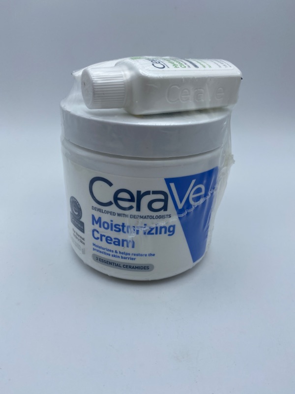 Photo 4 of CeraVe Moisturizing Cream Combo Pack | Contains 16 Ounce with Pump and 1 Ounce Hydrating Facial Cleanser Trial/Sample Size