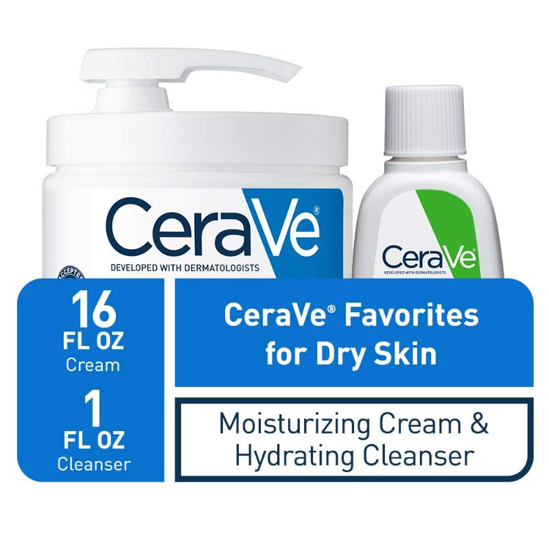 Photo 2 of CeraVe Moisturizing Cream Combo Pack | Contains 16 Ounce with Pump and 1 Ounce Hydrating Facial Cleanser Trial/Sample Size