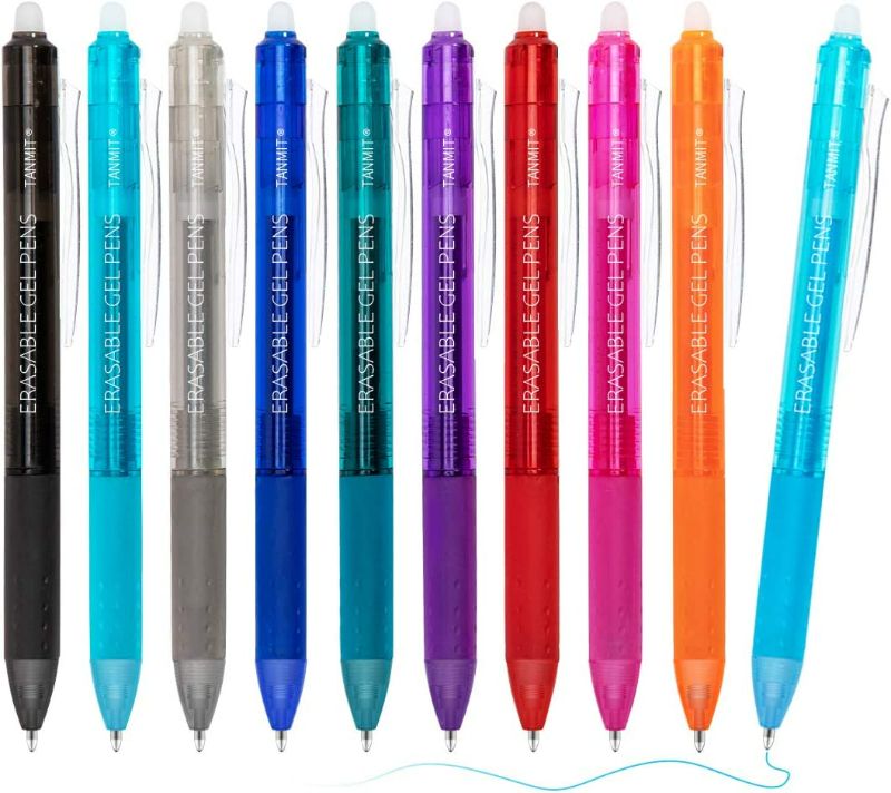 Photo 1 of Erasable Pens, Retractable Erasable Gel Pen Clicker, 10 Colors Fine Point Gel Ink Pen for Writing, Planners, Taking Note New