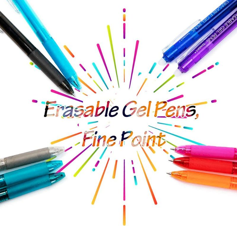 Photo 2 of Erasable Pens, Retractable Erasable Gel Pen Clicker, 10 Colors Fine Point Gel Ink Pen for Writing, Planners, Taking Note New