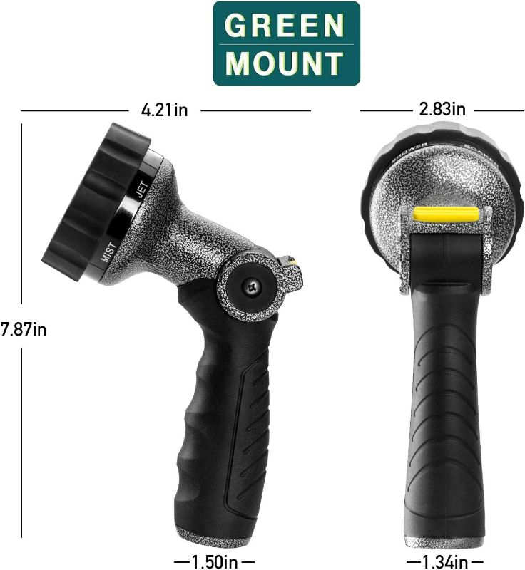 Photo 4 of GREEN MOUNT Garden Hose Nozzle, Water Hose Spray Nozzle with Thumb Control On Off Valve for Easy Water Flow Control,Black-grey Nwq