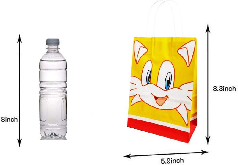 Photo 2 of 20 PCS Sonic Party Paper Tote Bags for Sonic Birthday Inspired Party Supplies Favor Goody Candy Bags Treat Hanging Bags for Kids Adults Birthday Party Decora- 5 Pattern New