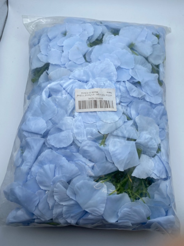 Photo 4 of Artificial Hydrangea Silk Flowers Heads Full Hydrangea Flowers Pack of 10 (Blue)