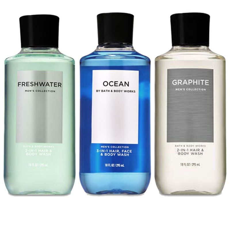 Photo 1 of Bath and Body Works 3 Pack 2-in-1 Hair + Body Wash Freshwater, Graphite and Ocean. 10 Oz. New